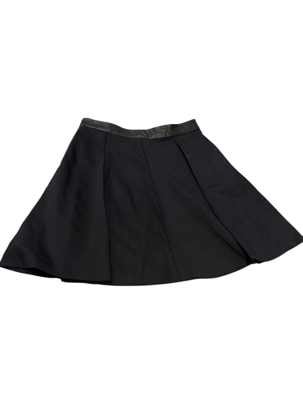 Alice + Olivia Black Circle Skirt with Faux Leather Waistband